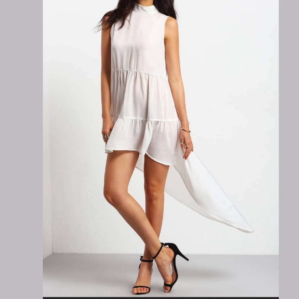NWT high low hem Sleeveless tunic Dress in white size L
